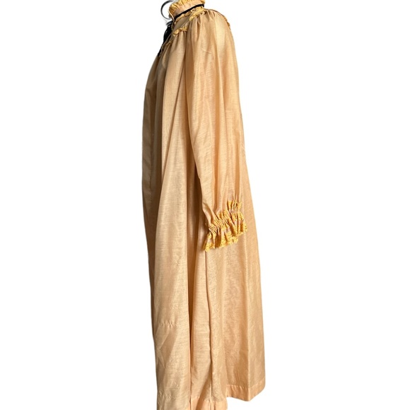 Vintage Capricorn Designer’s Gallery Peach Full Length Long Sleeve Gown Boho S/M - Picture 7 of 11